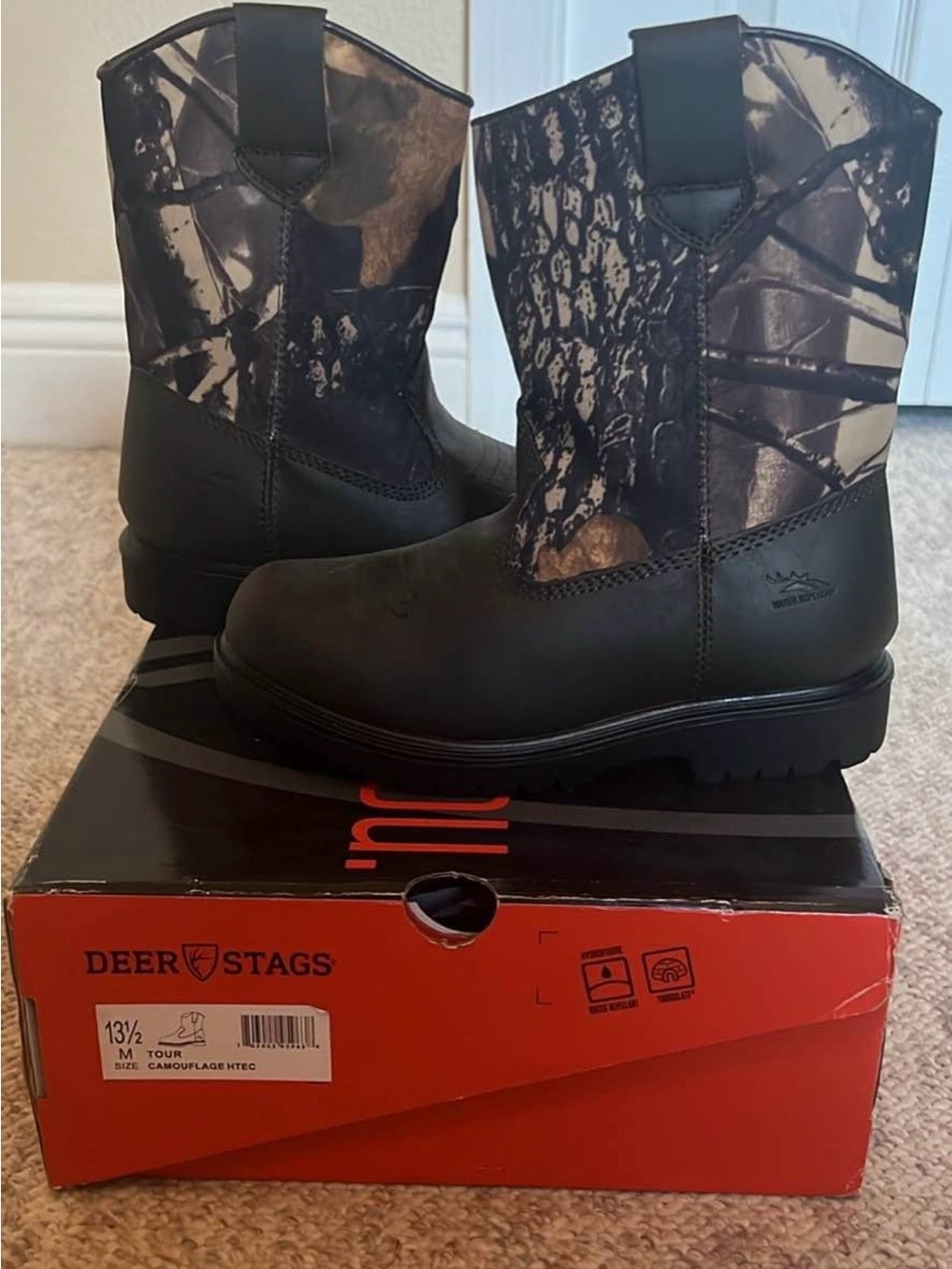 Little Boys Deer Stags Camo Cowboy Boots size 13.5
